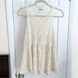 🏷️ Express Sheer Peplum Ivory Lace Top